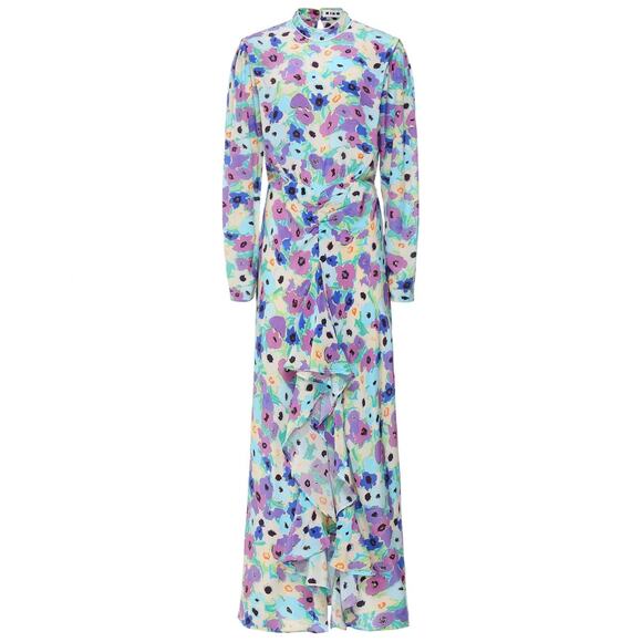 NWT RIXO Lilac link Floral 100% Silk Open Back Dani Maxi Dress Size US 10 - Picture 3 of 16